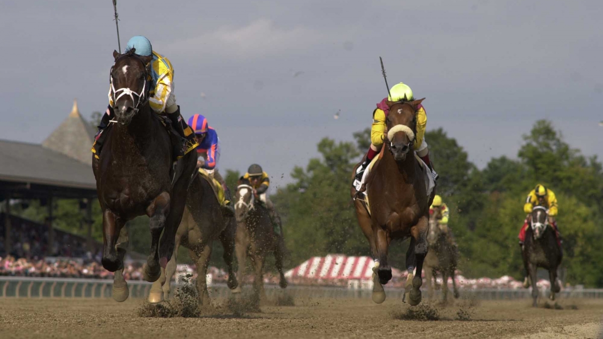 Sky Mesa  with Edgar Prado up wins the 2002 Hopeful Saratoga Racecourse by Vincent Dusovic